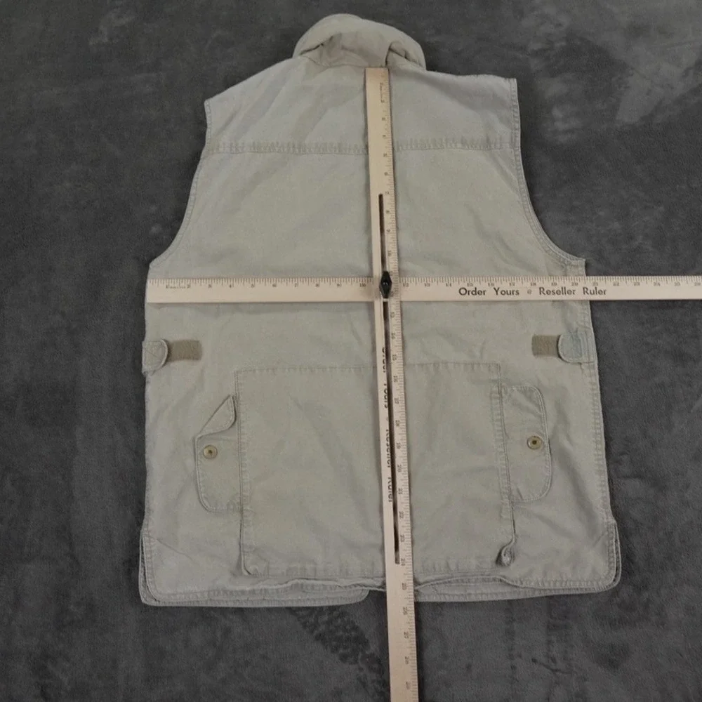 VTG Banana Republic Safari Vest Men Medium Khaki Cotton Utility Hooded Fishing‎